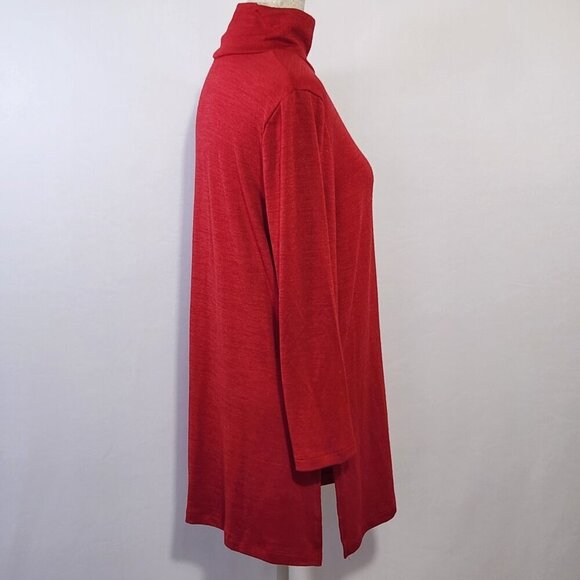 NWT  T-Tahari Women's Size Large Red Mock Neck Long Sleeve Vented Sweater Casual - Picture 10 of 16
